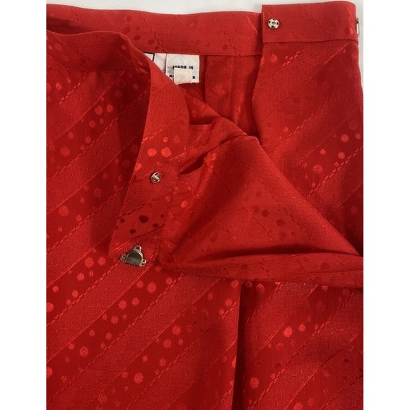 CHR Womens Size 4 Red 100% Silk Skirt Pencil Subtle Stripes Dots Party VTG - Picture 4 of 7
